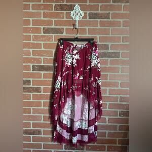 Express | Fuchsia Floral High/Low Skirt
